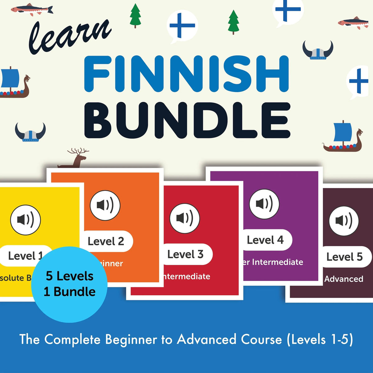 Learn Finnish Bundle - The Complete Beginner to Advanced Course (Levels 1-5)