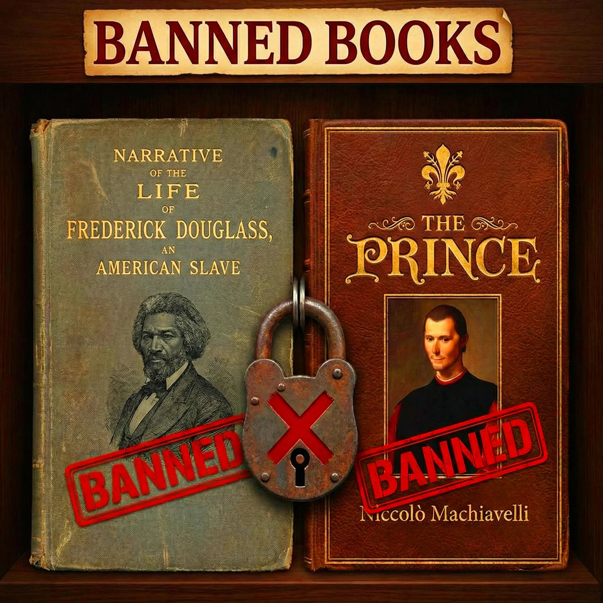 Banned Books Collection - The Prince + Narrative of the Life of Frederick Douglass an American Slave