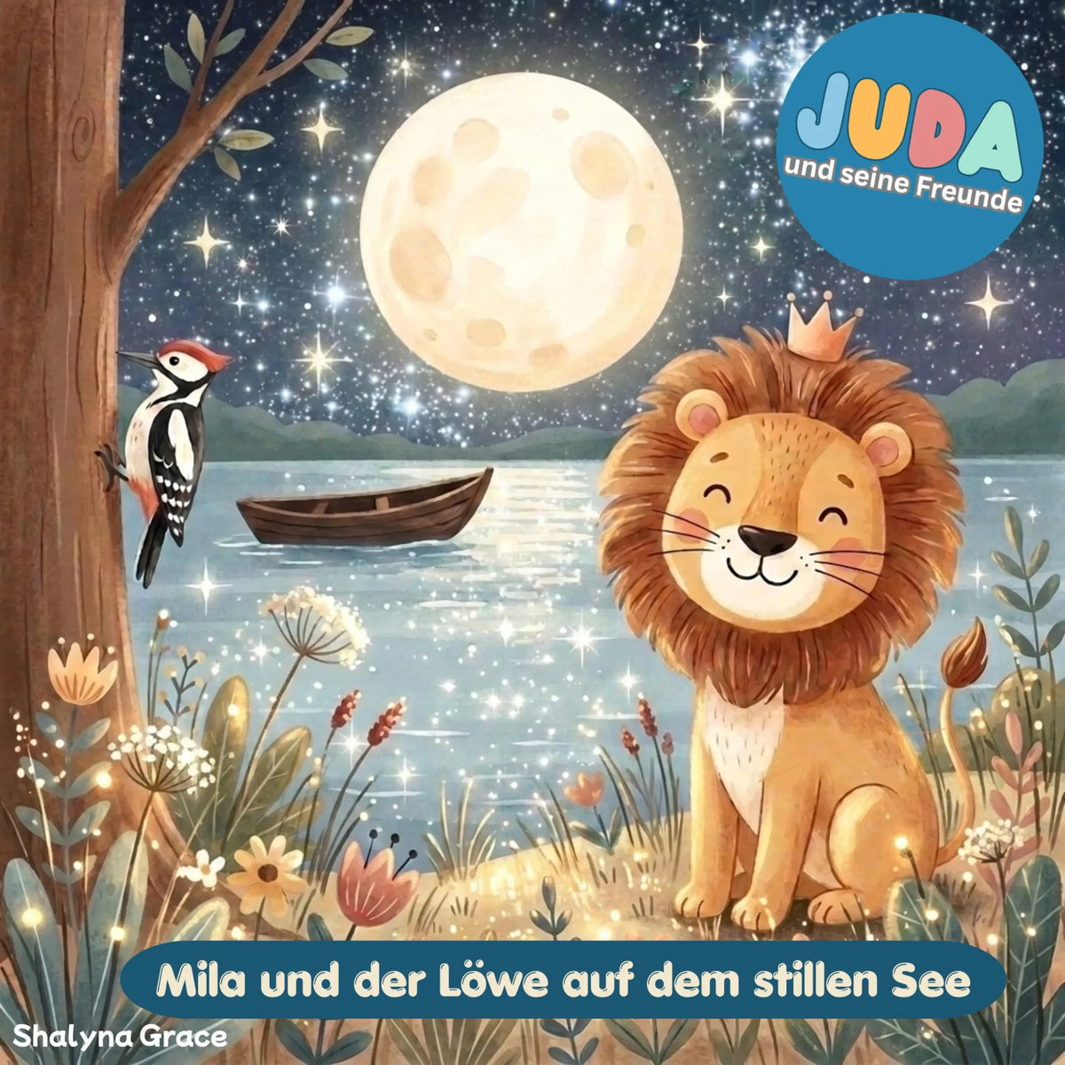 Mila und der Löwe auf dem stillen See