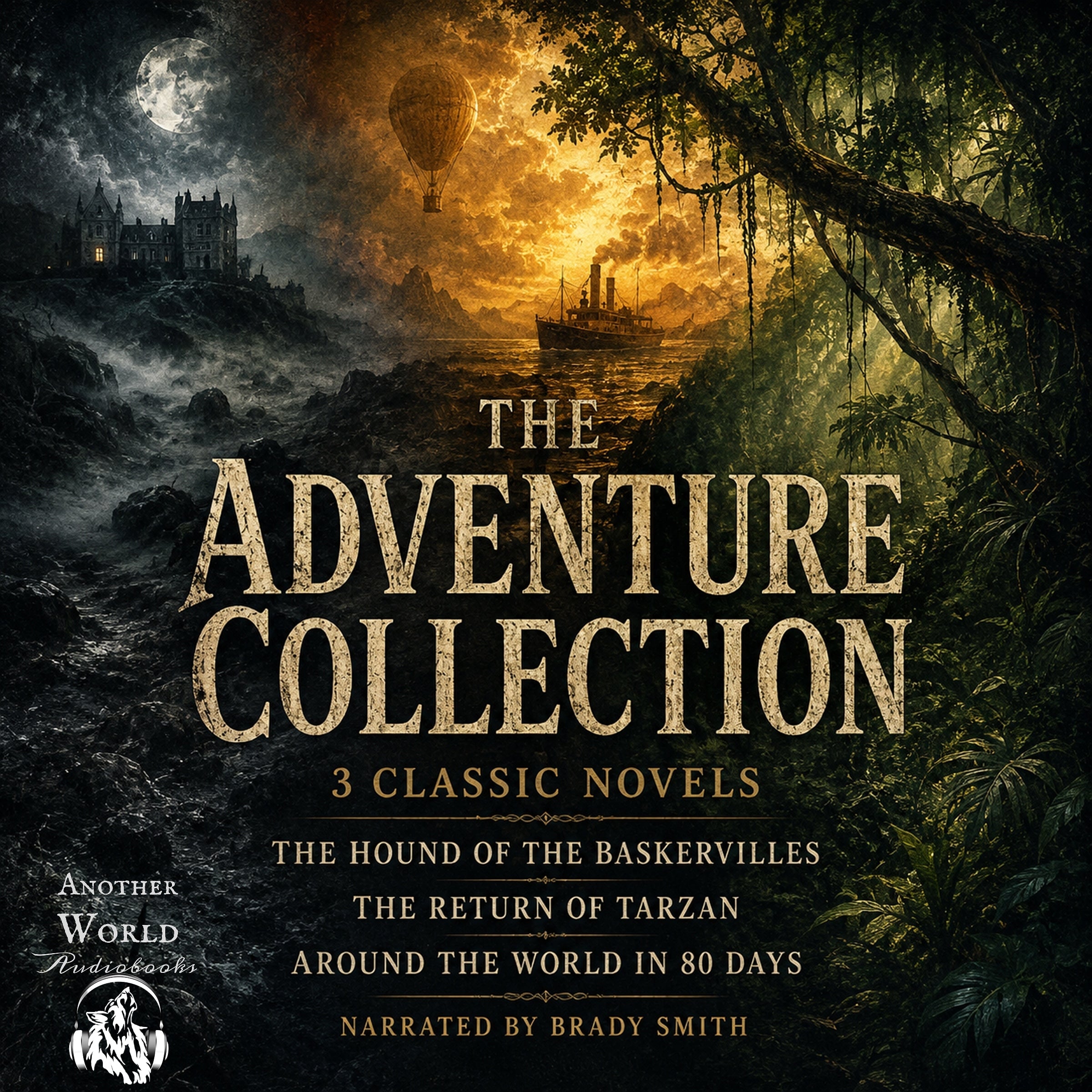The Adventure Collection - 3 Classic Novels - The Hound of the Baskervilles, The Return of Tarzan, and Around the World in 80 Days
