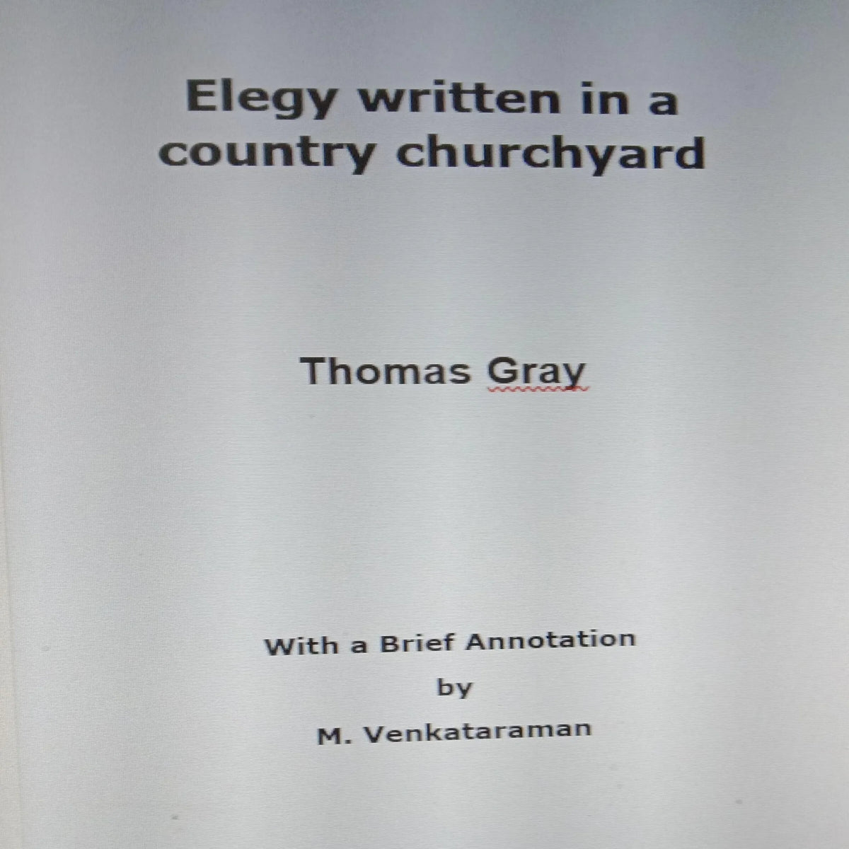 Elegy Written in a Country Churchyard