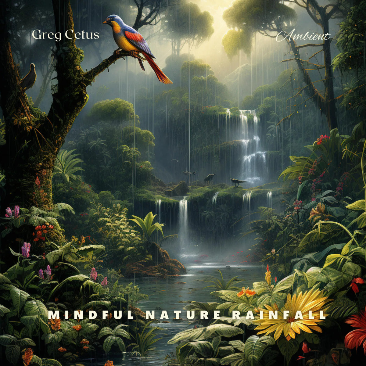 Mindful Nature Rainfall: Forest Birds in Harmony with Light Rain
