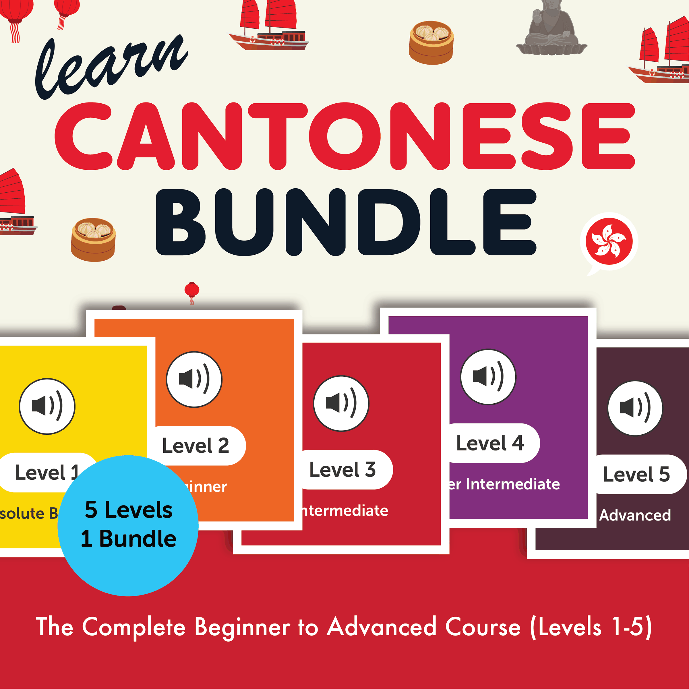 Learn Cantonese Bundle - The Complete Beginner to Advanced Course (Levels 1-5)