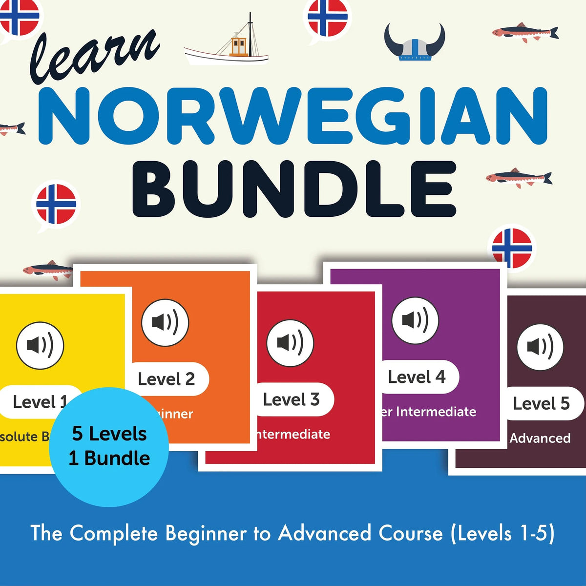 Learn Norwegian Bundle - The Complete Beginner to Advanced Course (Levels 1-5)