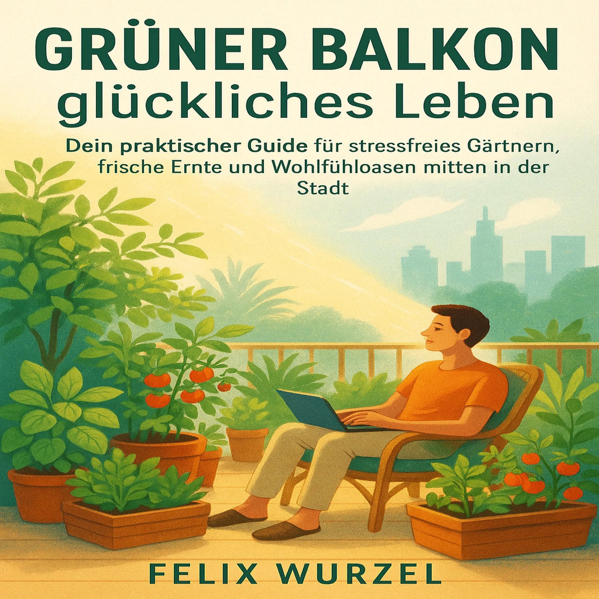 Grüner Balkon, glückliches Leben